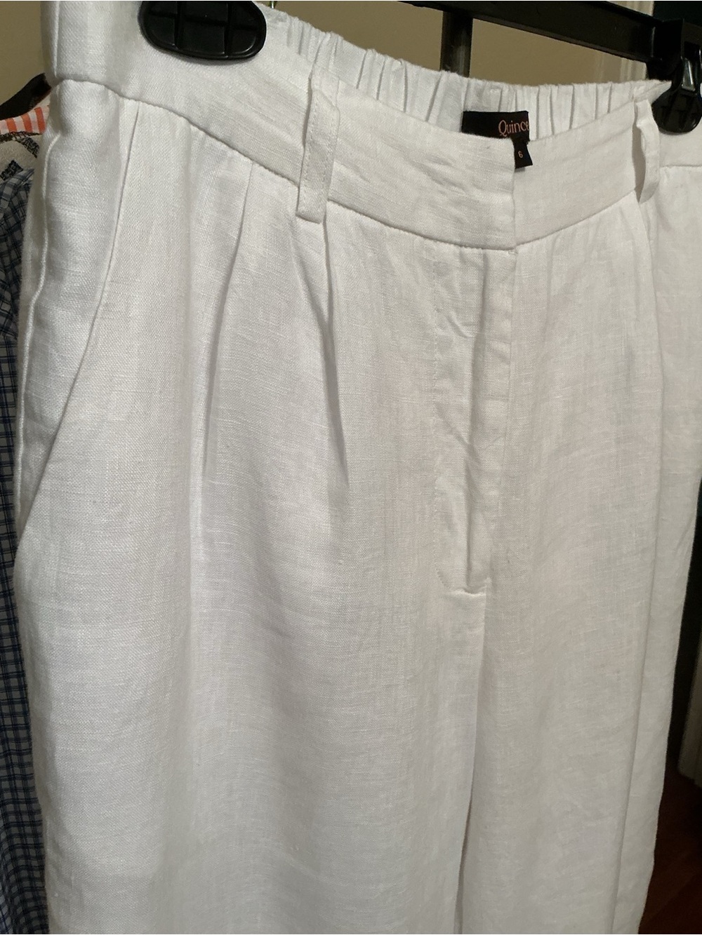 Quince White 100% European Linen Pleated Wide-Leg Trousers Fully Lined, Size 6 - Picture 12 of 16